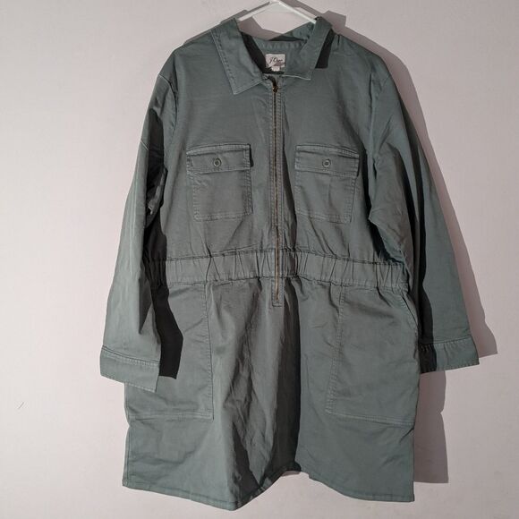 J. Crew Long-sleeve zip-front chino dress Women's Size 24 NWT - Picture 2 of 7